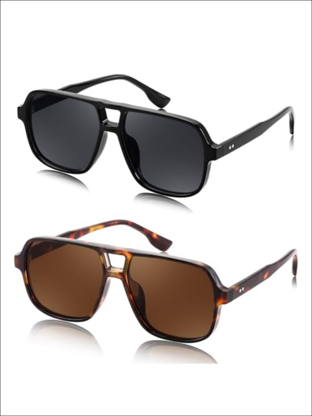 Retro Square Aviator Sunglasses 70s Vintage Plastic Frame UV400